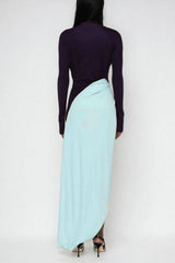 Duje Colorblock Plunge Twist Maxi Dress