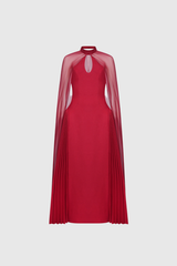 Dusana Pleated Mesh Shawl Maxi Dress