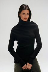 Dwain Asymmetric Knit Top In Black