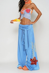 Dwaine Tie Up Print Wide Leg Pants