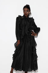 Earleen Ruffle Maxi Dress In Black