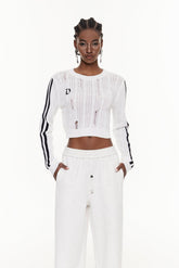 Efthimios Stripe Crop Knit Top