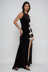 Ejder Asymmetric Bow Split Maxi Dress