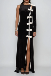 Ejder Asymmetric Bow Split Maxi Dress