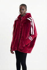 Ekkebert Faux Fur Hooded Jacket In Burgundy