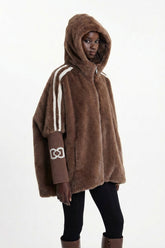 Ekkebert Faux Fur Hooded Jacket In Chocolate