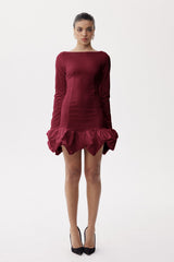 Eleonor Ruch Drop Waist Mini Dress In Wine