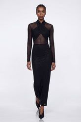 Elis Rhinestone Mesh Maxi Dress