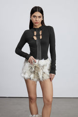 Emelina Mesh Cutout Top In Black