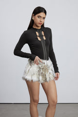 Emelina Mesh Cutout Top In Black