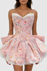Emira Spaghetti Bow Bubble Mini Dress