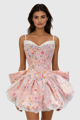 Emira Spaghetti Bow Bubble Mini Dress