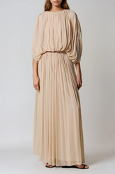 Faarax Drawstring Batwing Sleeve Ruch Skirt Set
