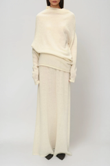 Fadl Long Sleeve Wool Skirt Set In Beige