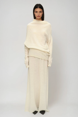 Fadl Long Sleeve Wool Skirt Set In Beige