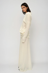 Fadl Long Sleeve Wool Skirt Set In Beige