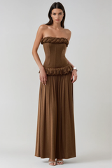 Fahmida Strapless Twist Ruch Maxi Dress