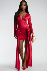 Fantine Bow Fringe Satin Mini Dress