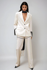 Fariba Backless Fringe Pants Set