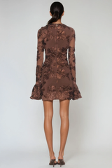 Farohildis Embroidered Floral Mesh Mini Dress