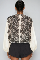 Farxod Balloon Sleeve Lace Top