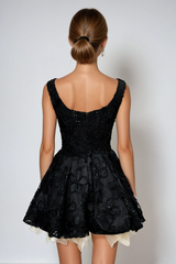 Fatmire Sequin Lace Puffy Mini Dress In Black