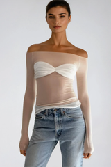 Fawzi Off Shoulder Mesh Top