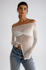 Fawzi Off Shoulder Mesh Top