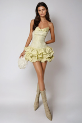 Fawziya Spaghetti Floral Ruffle Mini Dress