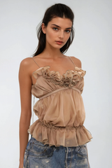 Fayez Spaghetti Ruffle Top
