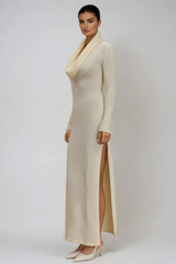 Fedya Cowl Neck High Split Maxi Dress
