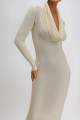 Fedya Cowl Neck High Split Maxi Dress