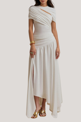 Felip Asymmetric Cutout Ruch Skirt Set