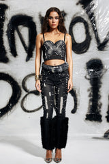 Gwyneth Butterfly Studded Denim Top