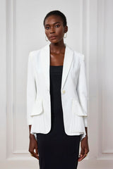Indy Ruffle Ruch Asymmetric Blazer
