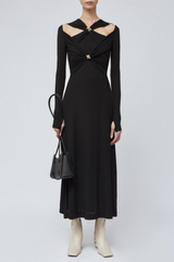Maryam Cross Maxi Dress In Black