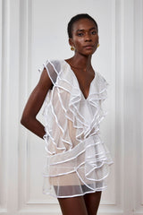 Nancy Ruffle Mesh Sleeveless Mini Dress