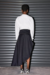 Penelope Denim Ruffle Asymmetric Skirt