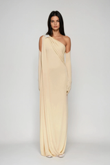 Pryndis One Shoulder Ruch Maxi Dress