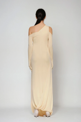 Pryndis One Shoulder Ruch Maxi Dress