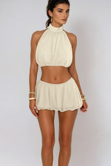 Sieya Bubble Skirt Set In Butter Cream