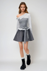Wail One Shoulder Stripe Tie Up Top
