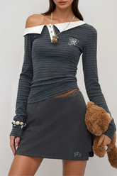 Wail Stripe One Shoulder Top