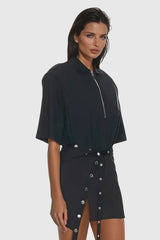 Yadira Lapel Embellished Deconstruct Skirt Set