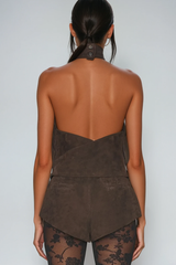 Bartolo Suede Halter Neck Top