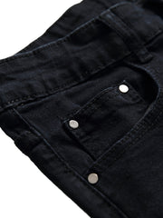 Men's Stretch Skinny Ripped Jeans, Black Embroider Fashionable Slim Fit  Jeans Pants for Men (1899)
