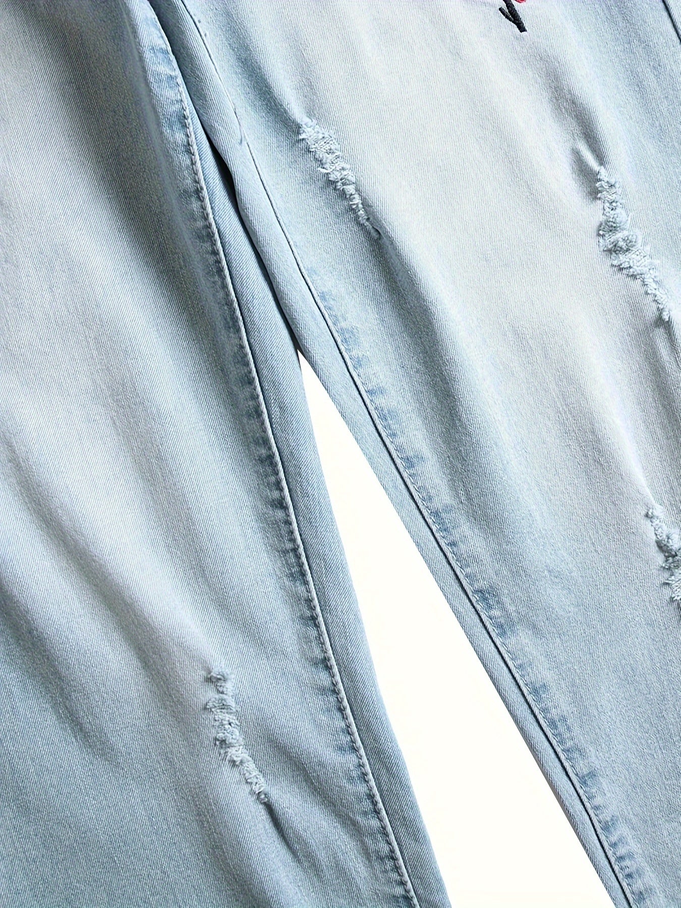 Mens Embroidered Stretch Slim Fit Jeans - Comfortable, Soft, and Durable Denim Pants with Unique Pattern Design - Perfect for Casual Wear