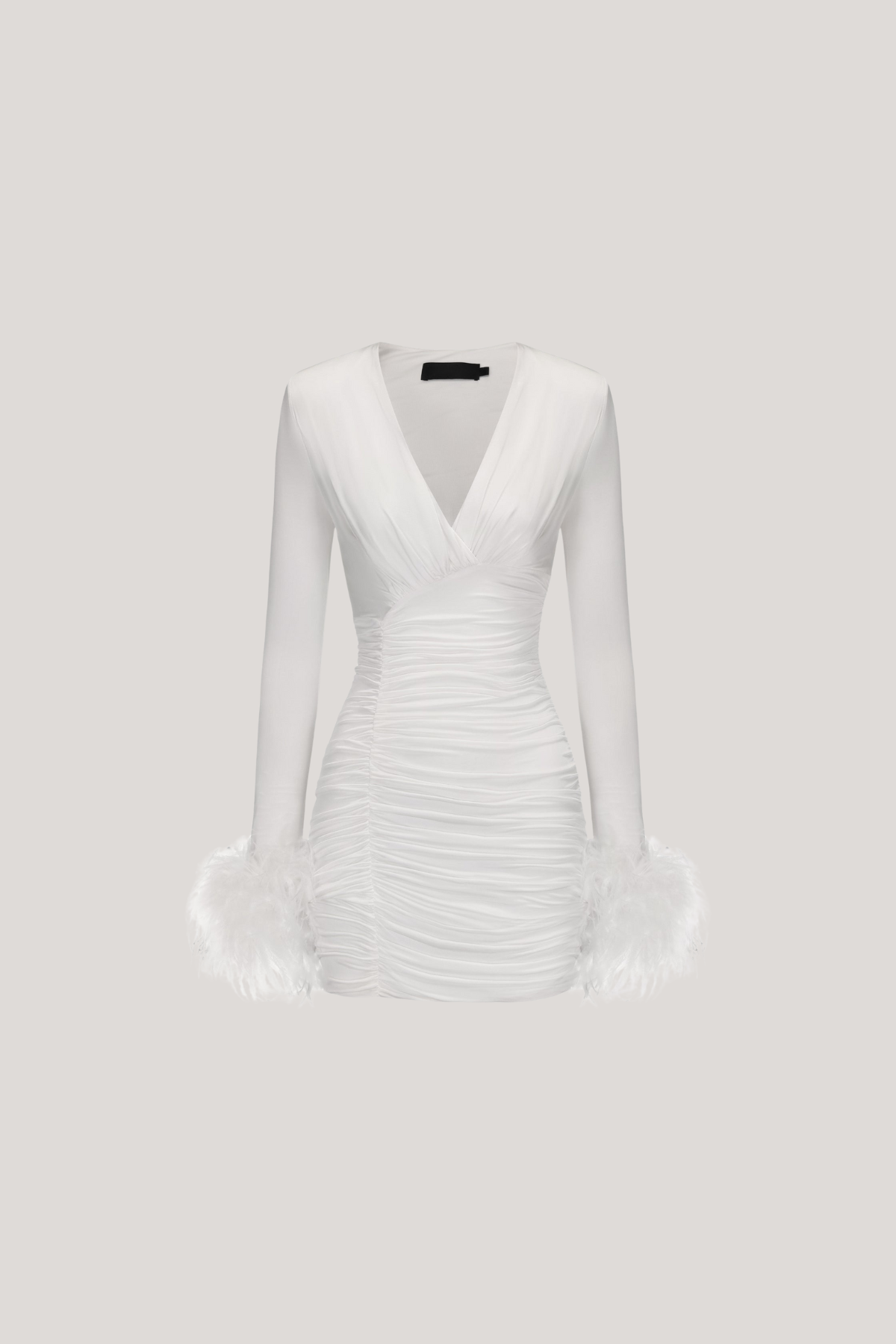 Dositheos Ruch Feather Mini Dress In White