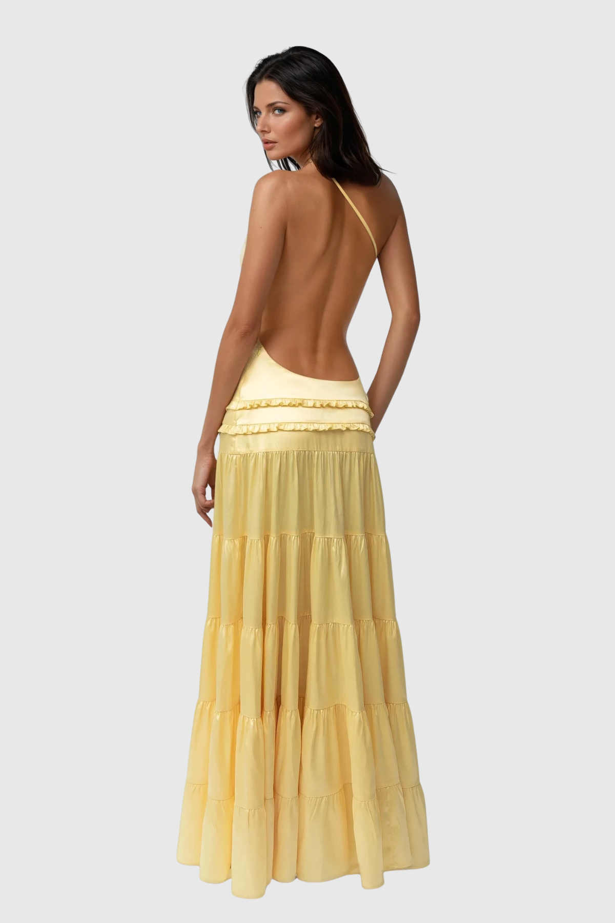 Wemba One Shoulder Backless Maxi Dress