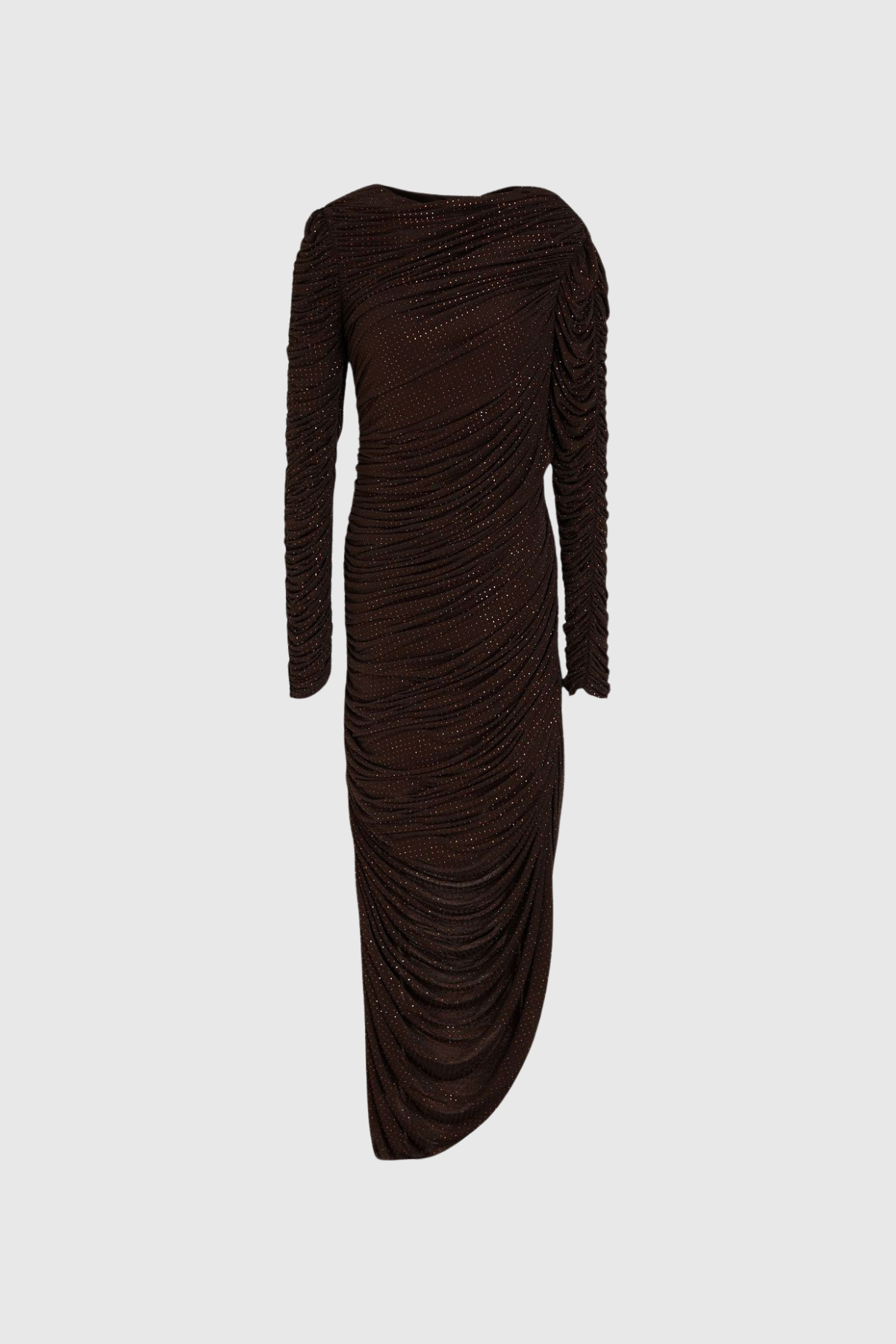 Duana Asymmetric Rhinestone Drawstring Maxi Dress